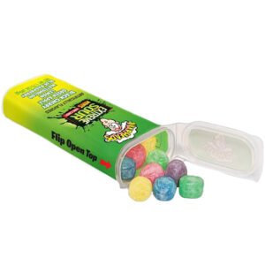 Warheads įvairių rūgščių vaisių skonio kieti saldainiai 49g
